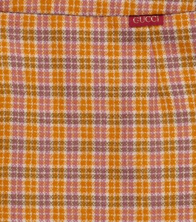 Shop Gucci Checked Wool Skirt In Orange