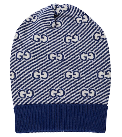 Shop Gucci Gg Wool Beanie In Blue