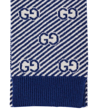 Shop Gucci Gg Wool Scarf In Blue