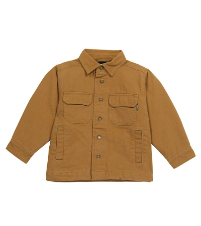 Shop Molo Henley Cotton Shirt Jacket In Brown