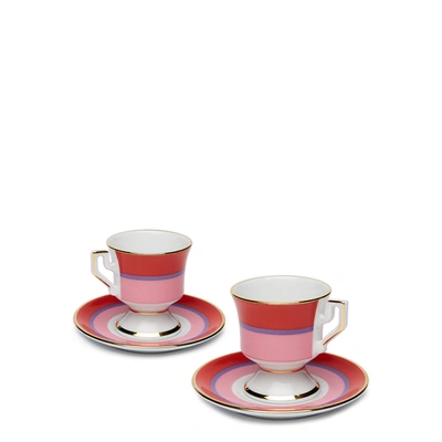 Shop La Doublej Espresso Cup & Saucer Set Of 2 In Rainbow Rosa