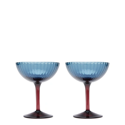 Shop La Doublej Champagne Coupe Set Of 2 In Blu Fumé