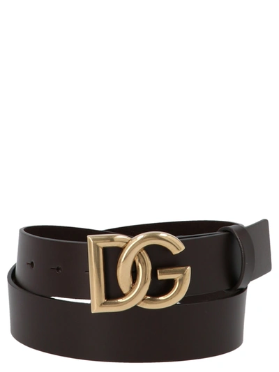 Shop Dolce & Gabbana Dg Logo Belt In Brown