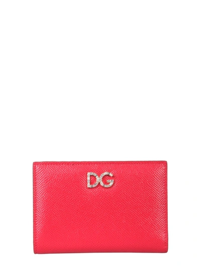 Shop Dolce & Gabbana Rhinestone Dg Small Wallet In Red