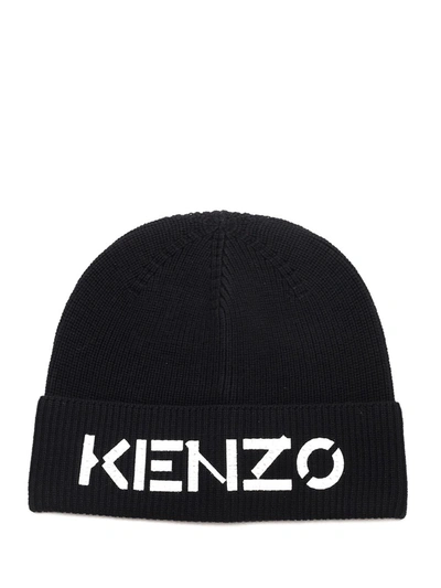 Shop Kenzo Logo Printed Beanie In Black
