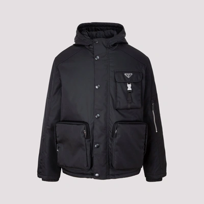 Shop Prada Buckle Embellished Hooded Jacket In Black