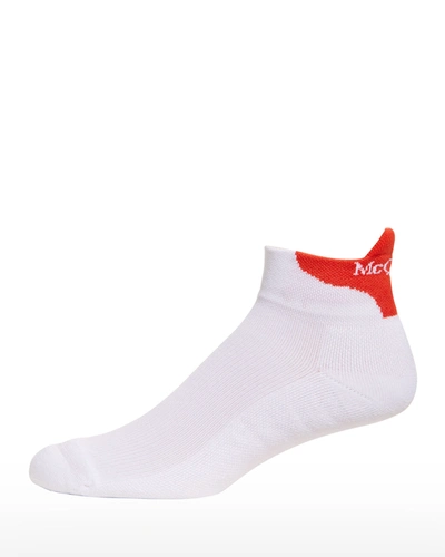 Shop Alexander Mcqueen Men's Logo Branded Short Crew Socks In Sand Orang