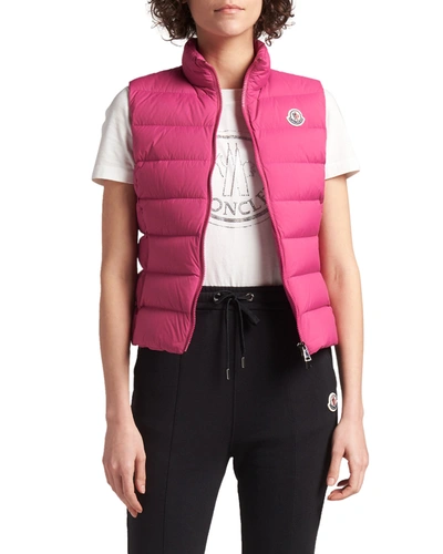 Shop Moncler Ghany Puffer Vest In Dark Pink