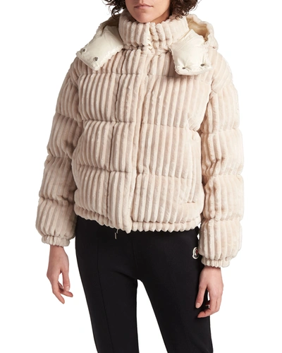 Shop Moncler Daos Ribbed Puffer Jacket In Natural