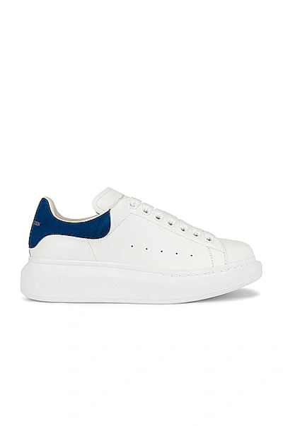 Shop Alexander Mcqueen Lace Up Sneakers In White & Paris Blue