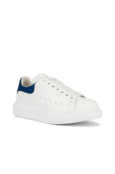 Shop Alexander Mcqueen Lace Up Sneakers In White & Paris Blue