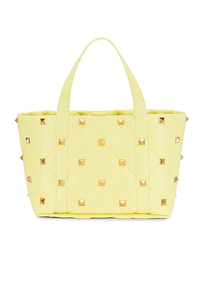 Shop Valentino Garavani Garavani Roman Stud Tote In Lime Sorbet