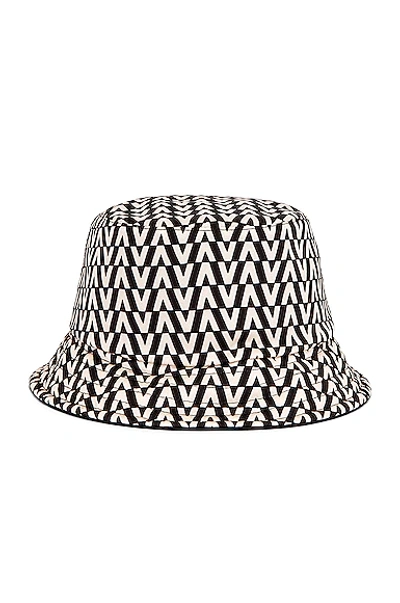 Shop Valentino Vlogo Signature Reversible Bucket Hat In Nero & Bianco