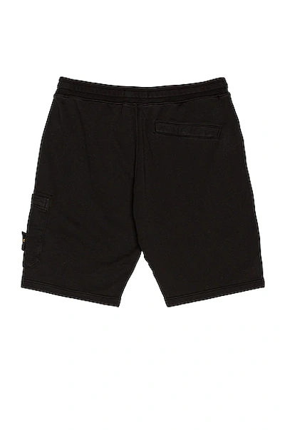 Shop Stone Island Fleece Bermuda Cargo Shorts In Black