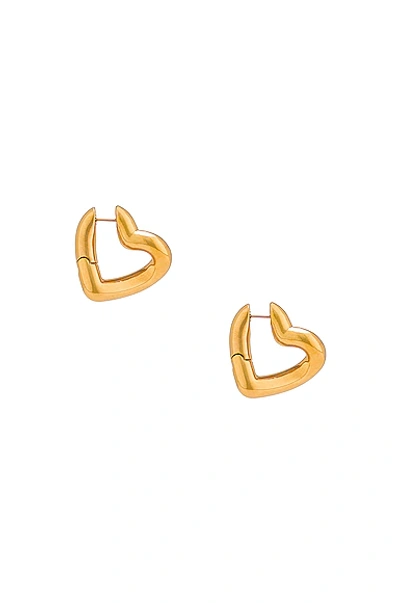 Shop Balenciaga Heart Loop Earrings In Shiny Gold