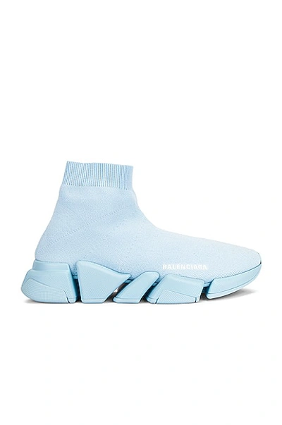 Shop Balenciaga Speed 2.0 Lt Sneakers In Light Blue
