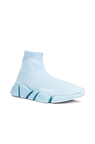Shop Balenciaga Speed 2.0 Lt Sneakers In Light Blue