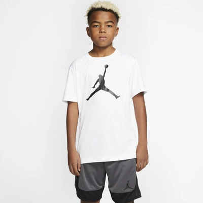 Shop Jordan Dri-fit Big Kids' (boys') T-shirt In White