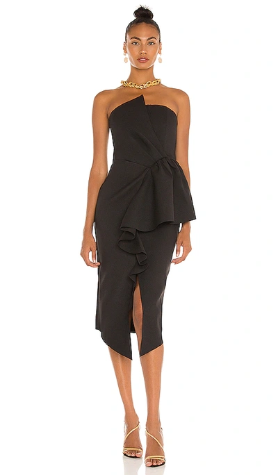 Elliatt Reception Cascade Ruffle Strapless Cocktail Dress In Black