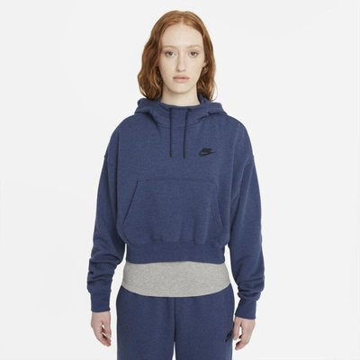 Shop Nike Sportswear Essentials Women's Fleece Hoodie In Midnight Navy,heather,black
