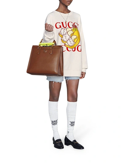 Shop Gucci Bananya-print White Sweatshirt In Nude & Neutrals