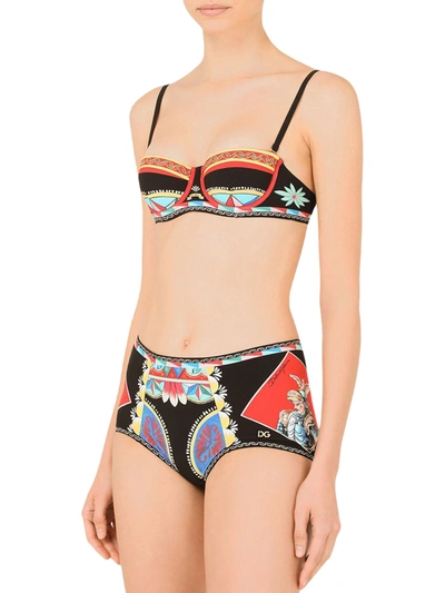 Shop Dolce & Gabbana Bikini Set With Paneled Design In Multicolour