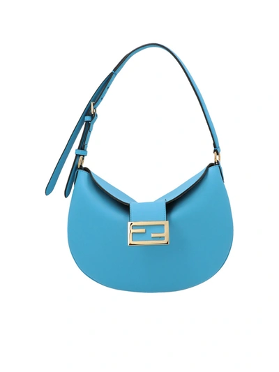 Shop Fendi Shoulder Bag "croissant" Small In Blue