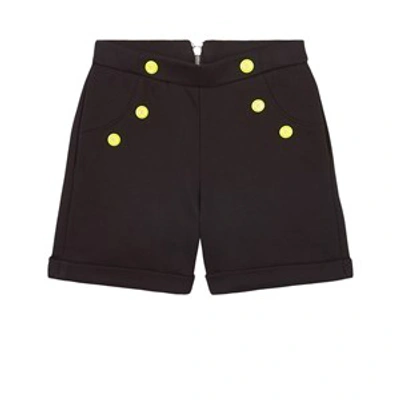 Balmain Yellow Decorative Button Shorts In Black