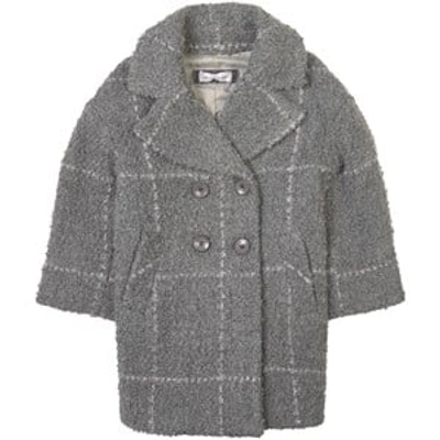 Shop Monnalisa Gray Check Coat In Grey