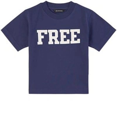 Shop Balenciaga Navy Free Logo T-shirt