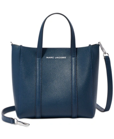 Shop Marc Jacobs Mini Leather Tote In Blue Sea