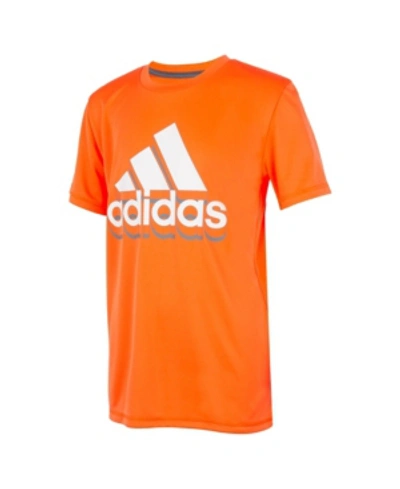 Shop Adidas Originals Adidas Little Boys Short Sleeve Aero Ready Shadow Badge Of Sport T-shirt In Screaming Orange Heather