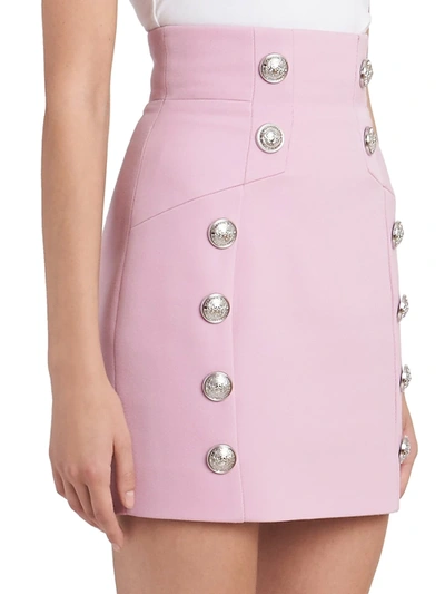 Shop Balmain Women's Grain De Poudre High Waist Skirt In Light Rose