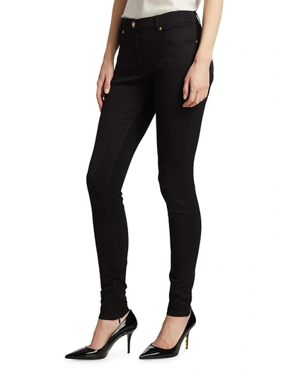 Shop Versace Women's Vented Slim-leg Jeans In Black