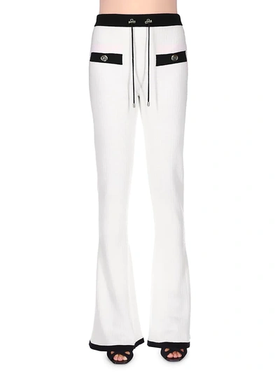 Shop Balmain Monogram Jacquard Flared Trousers In Black White