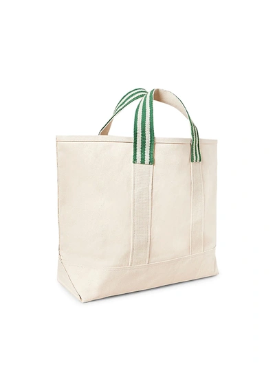 Shop Loeffler Randall Oversized Bodie Open Tote Canvas Tote In Green White