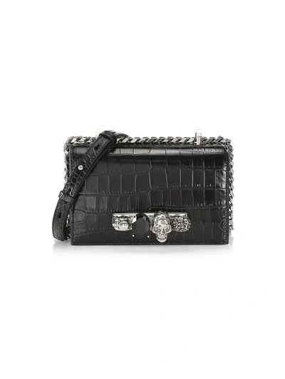 Shop Alexander Mcqueen Women's Mini Jewelled Satchel In Leather In Nero