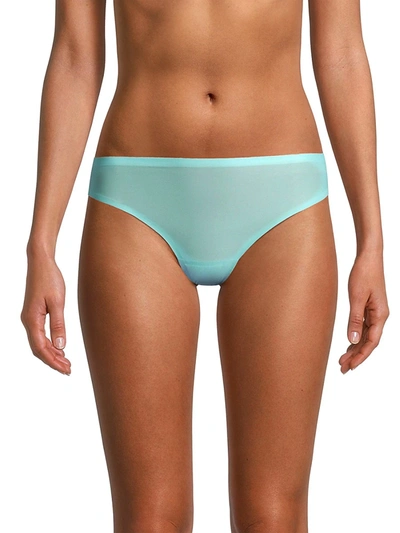 Shop Chantelle Soft Stretch Seamless Regular Rise Thong In Turquoise