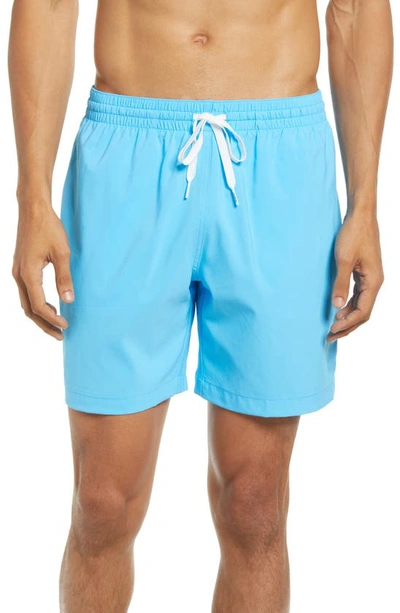 Shop Chubbies Tropicadas 7-inch Swim Trunks In Turquoise/ Aqua