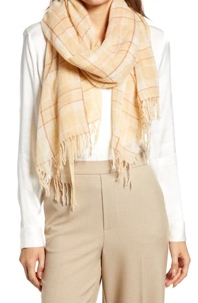 Shop Nordstrom Plaid Woven Cashmere Scarf In Tan Combo
