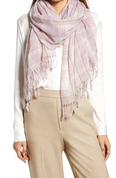 Shop Nordstrom Plaid Woven Cashmere Scarf In Purple Combo