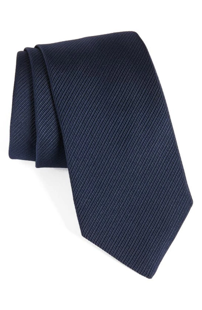 Shop David Donahue Stripe Silk Tie In Midnight