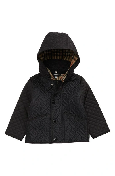 Shop Burberry Kids' Giaden Tb Quilted Hooded Puffer Jacket In Black