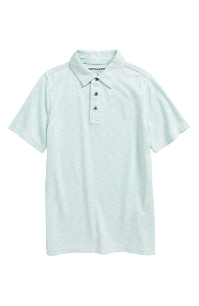 Shop Johnston & Murphy Kids' Slub Polo In Mint