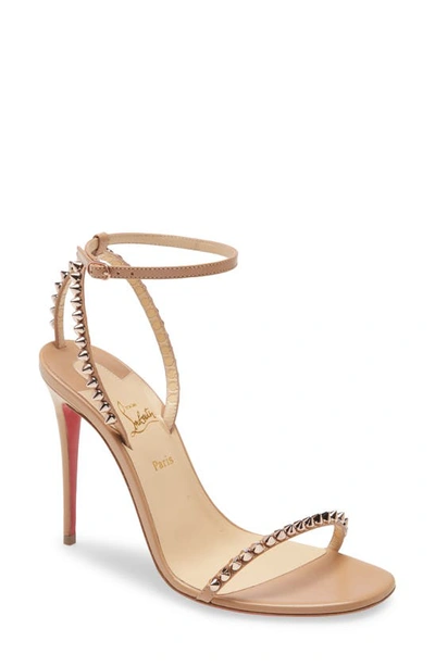 Christian Louboutin So Me 100 Studded Leather Sandals In Nude