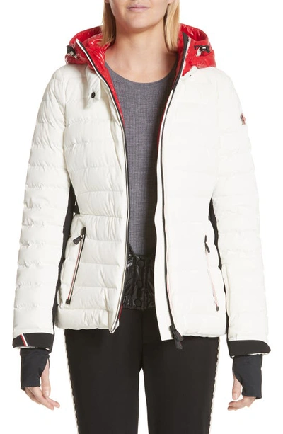 Shop Moncler Bruche French Flag Down Hooded Puffer Coat In White
