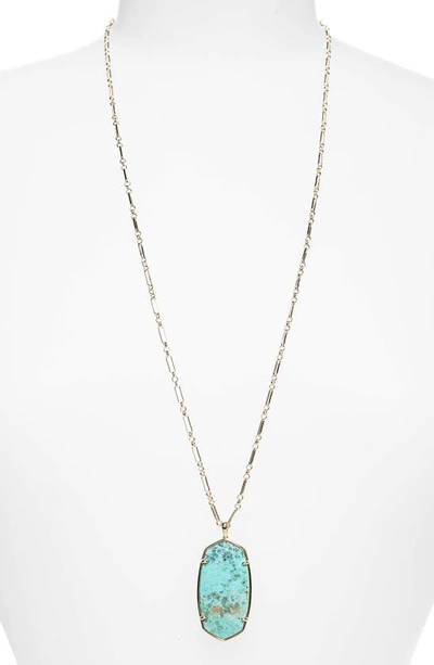 Shop Kendra Scott Reid Long Faceted Pendant Necklace In Gold Sea Green Stone