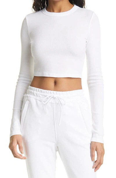 Shop Cotton Citizen Verona Ribbed Long Sleeve Crop Top In White