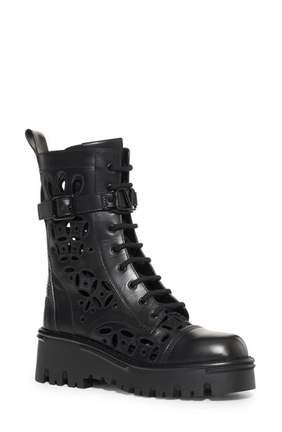 Valentino Garavani Atelier San Gallo 08 Edition Leather Combat Boots In  Black | ModeSens