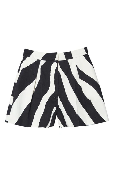 Shop Carolina Herrera Zebra Print High Waist Shorts In White Black